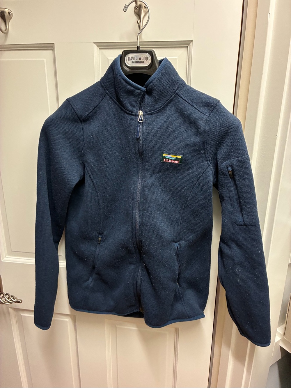 L.L. Bean Navy Zip-Up Fleece Jacket with Chest Logo